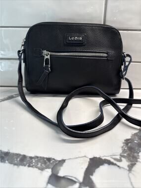 Lodis Black Leather Charlotte Crossbody